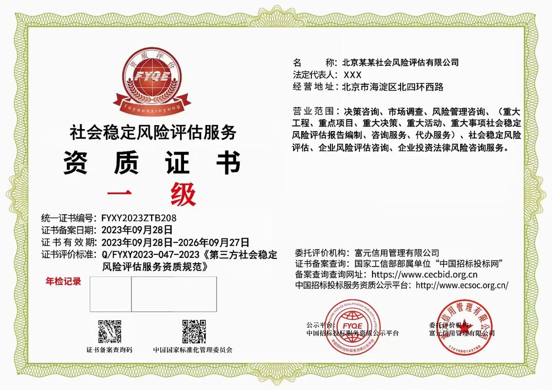 社会稳定风险评估咨询机构服务能力一级资质证书,申报